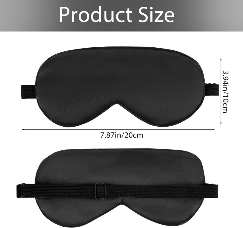 Sleep Mask 2 count Silky Eye Cover Soft Satin Blindfold Adjustable Elastic Strap Night Blackout Eye Shade Comfortable Eyeshade for Women Men Night Sleeping Travel Meditation Nap(Black)