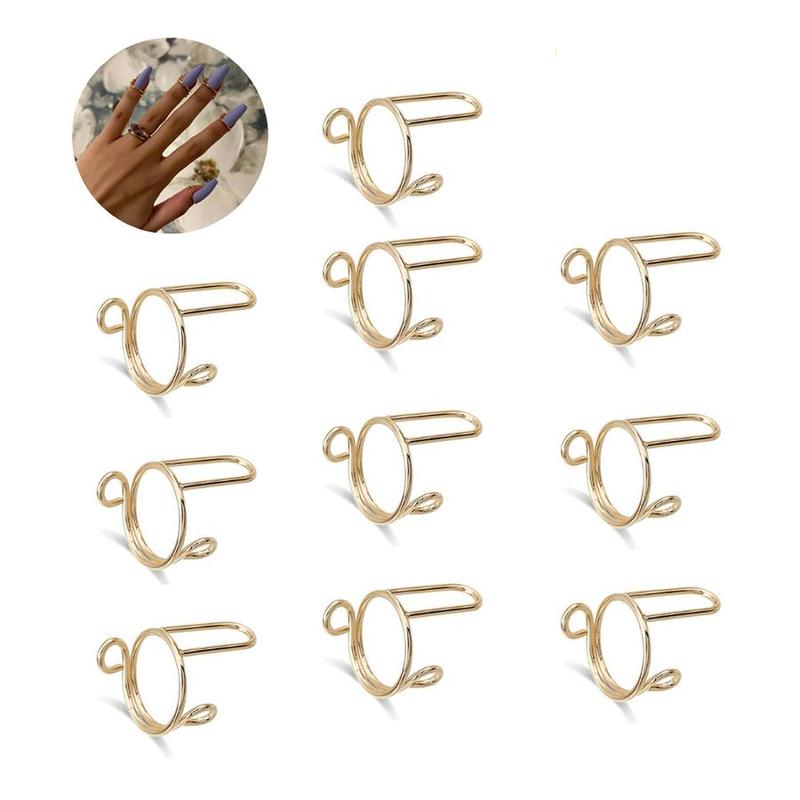 Detachable Nail Ring, 10pcs Fashionable Nail Ring, Nail Art Accessories for Women & Girls, Manicure & Pedicure Tools