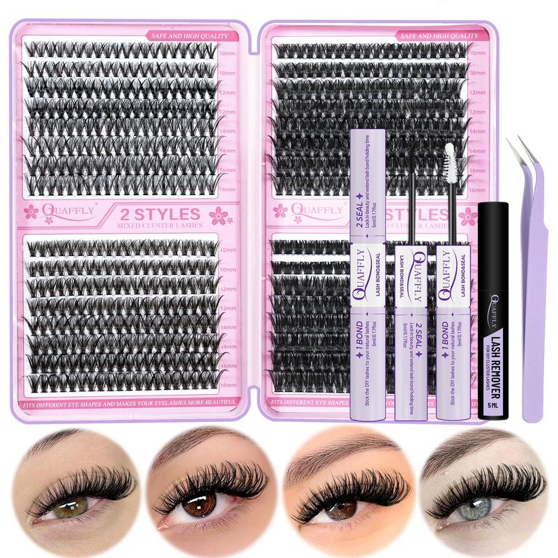 Individual False Eyelashes Kit, 1 Box Natural Look Eyelash Extensions, Self Grafting Curl Eyelashes, Professional Eye Makeup Accessories for Women, Makeup Products, Girlfriend Gifts, Lash Clusters