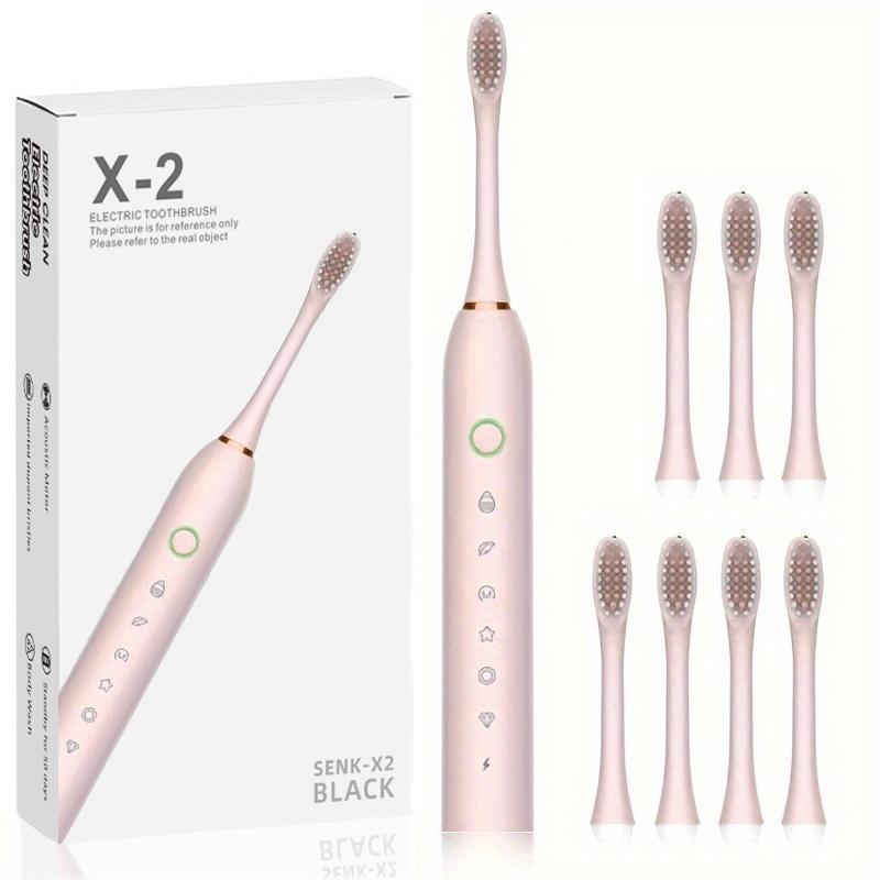 Electric Toothbrush Set, 1 Box Waterproof Rechargeable Toothbrush & Replacement Brush Heads, Oral Care Toothbrush for Adults & Teens