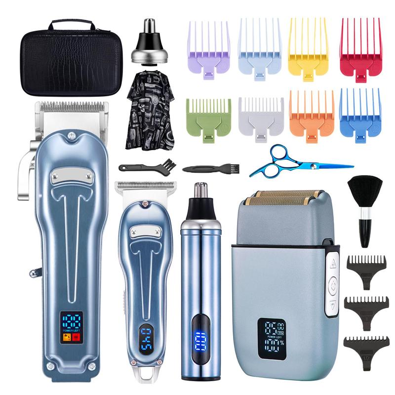 Smooth Hair Clipper for Men, 1 Set Summer Hair Trimming Set, Including Hair Cutting Machines, Shaver, T-blade Nose Hair Trimmer Foil Shavers for Men, Manual Clippers for Men, Professional Clippers Kit Clippers Barber Kit, Men Gifts, Hair Styling Tools