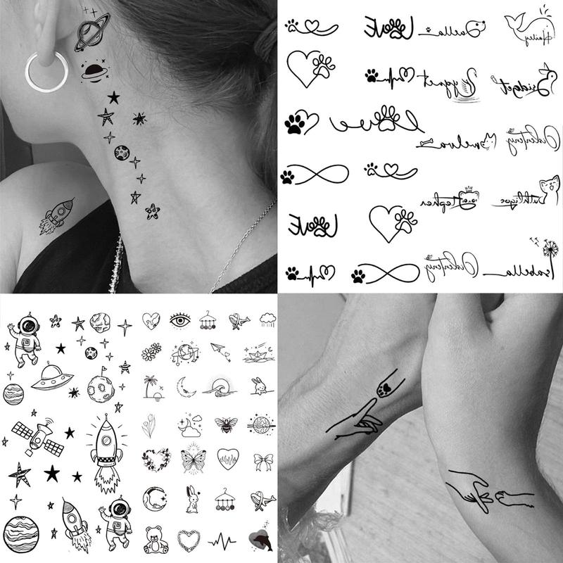 Small Crescent Moon Flowers Pattern Temporary Tattoo Sticker, 15 Sheets Waterproof Fake Tattoo Sticker, Body Art Decoration for Men & Women