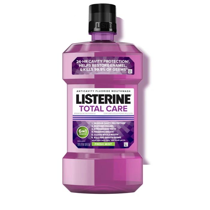 Listerine Total Care Anticavity Fluoride Mouthwash Fresh Mint 1 L Oral Daily