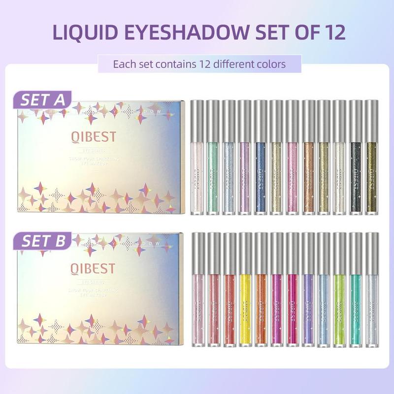 Glitter Liquid Eyeshadow, 12pcs set Pearlescent High Gloss Super Shimmer Glitter Sequins Multicolor Eye Makeup Set for Music Festival