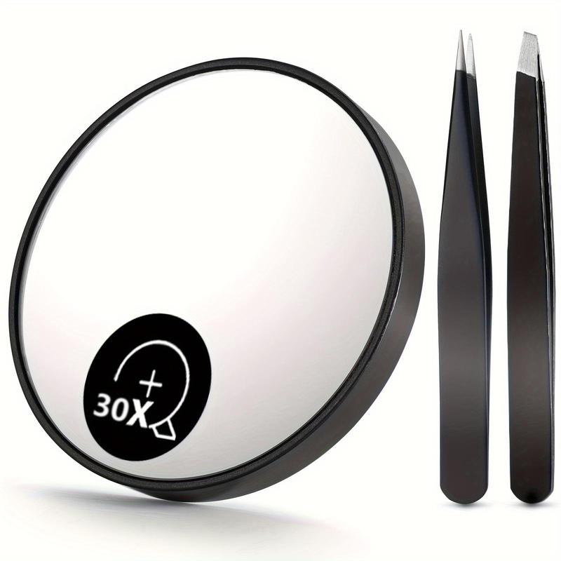 Magnifying Mirror & Eyebrow Tweezer Set, Magnified Makeup Mirrors with Tweezers, Daily Beauty Tool Kit