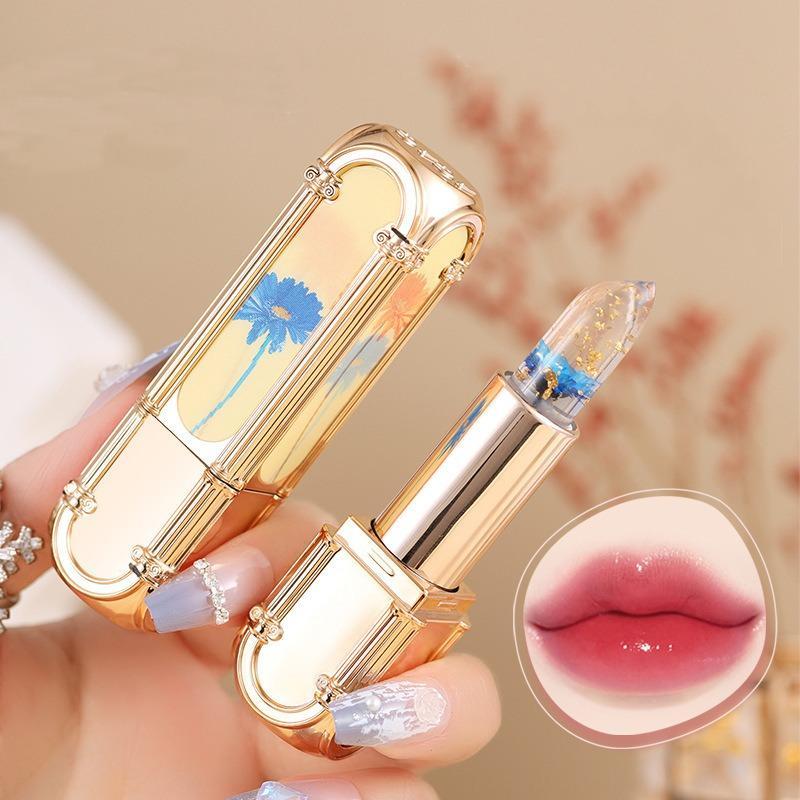 Flower Design Temperature Color Changing Lipstick, Thermochromic Lipstick, Moisturizing Long Lasting Tinted Lip Balm