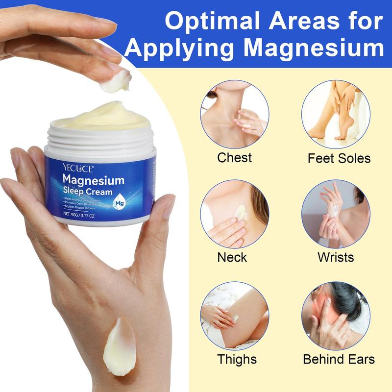 Magnesium Sleep Cream, Deep Moisturizing Sleep Cream, Gentle Formula Body Care Cream for Neck, Shoulders, Legs, Suitable for All Skin Types