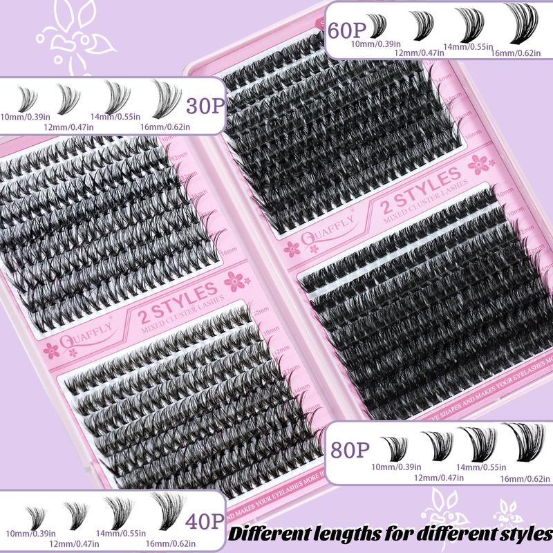 Individual False Eyelashes Kit, 1 Box Natural Look Eyelash Extensions, Self Grafting Curl Eyelashes, Professional Eye Makeup Accessories for Women, Makeup Products, Girlfriend Gifts, Lash Clusters