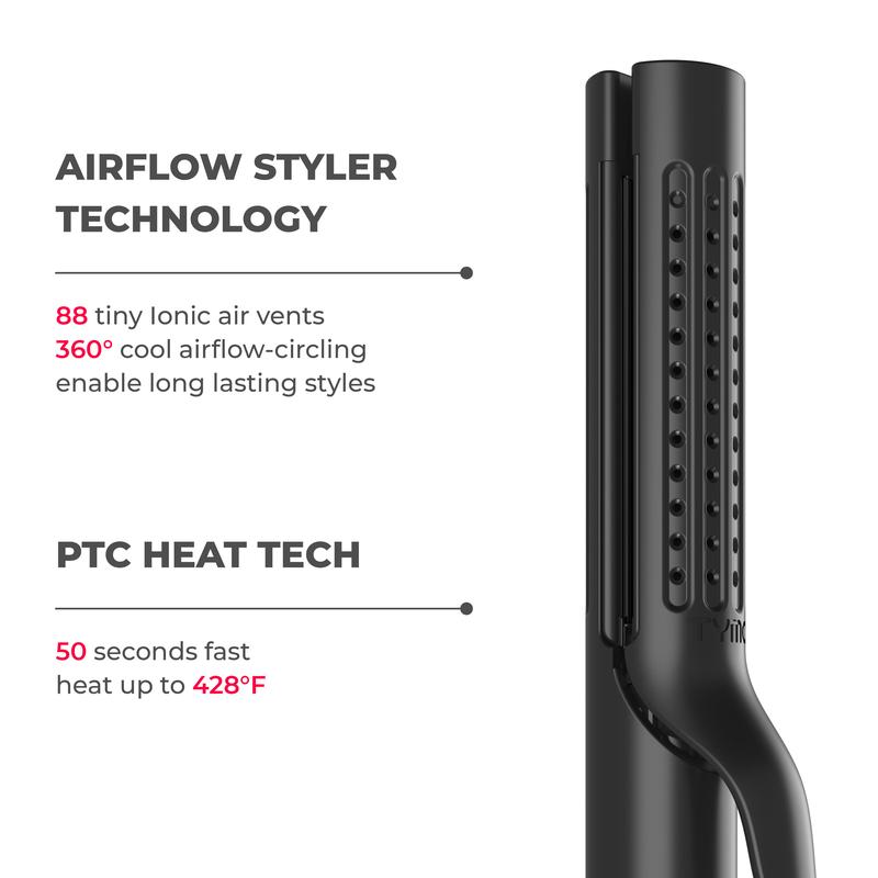 TYMO AIRFLOW-Hair Straightener and Curling Iron 2 in 1, Negative Ionic Anti-scald Curling Wand  Long Short Hair Curler  Comfort Salon  hairwaver muk  straightener