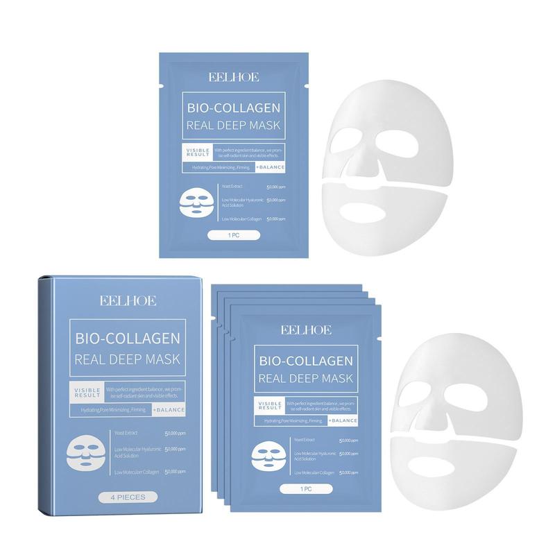 Collagen Facial Mask, 4 Counts box Deep Moisturizing & Brightening Face  Mask, Nourishing Facial Skin Care Product for Women & Men