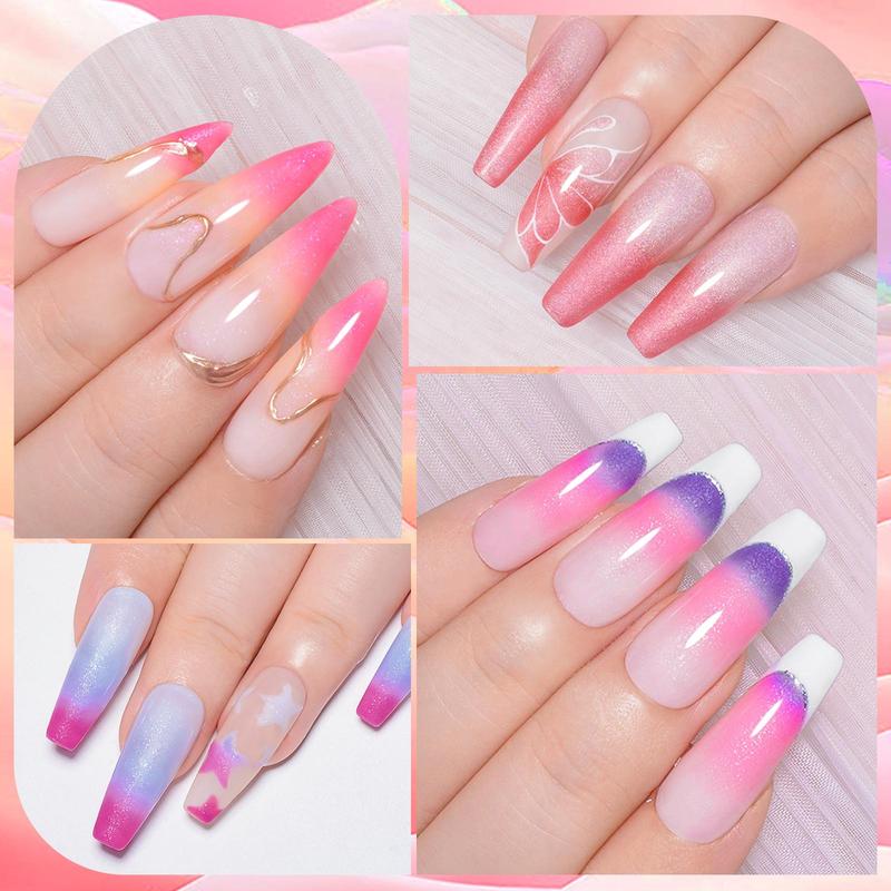 Color Changing Gel Nail Polish Set, 12pcs set Temperature Changing Semi Permanent Nail Art Gel Varnish, Nail Art & Nail Polish for Women & Girls