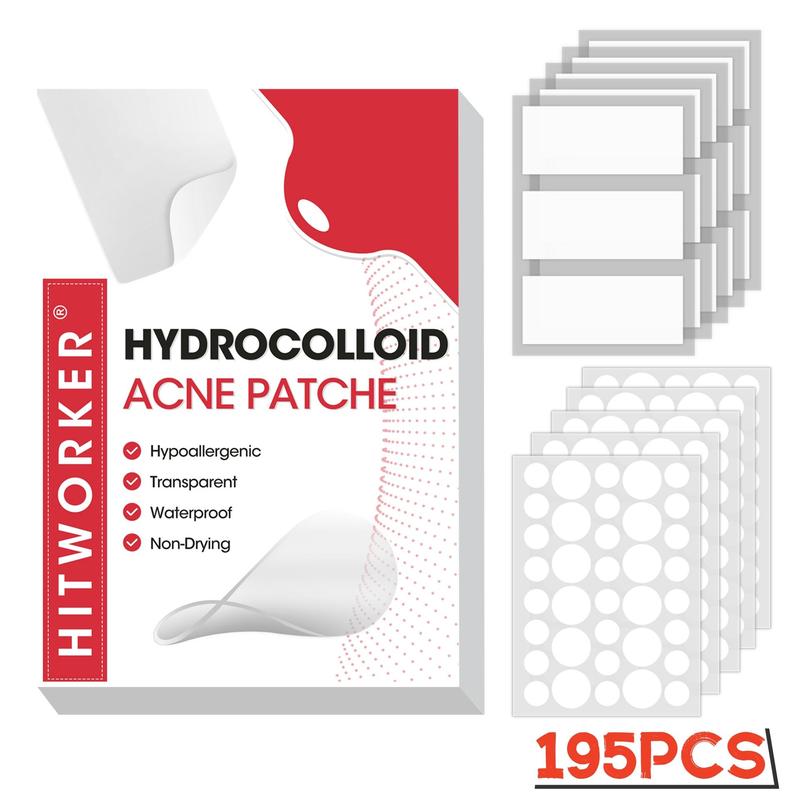 Hydrocolloidal Acne Patch, 195pcs set Transparent & Waterproof Acne Cover Patch, Covers Acne-prone, Skin Care Product for All Skin Types