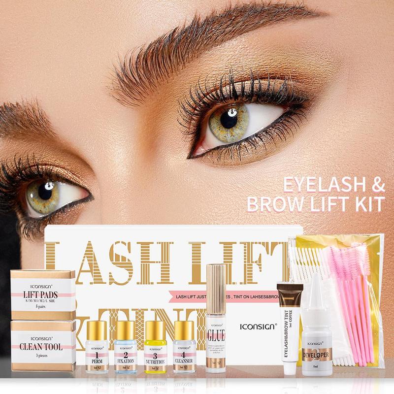 Professional Lash Lift & Tint Kit, 1 Box Professional Semi-permanent Curling Eyelash Perm Eyebrow Dye Kit, Suitable for Salon & Home Use