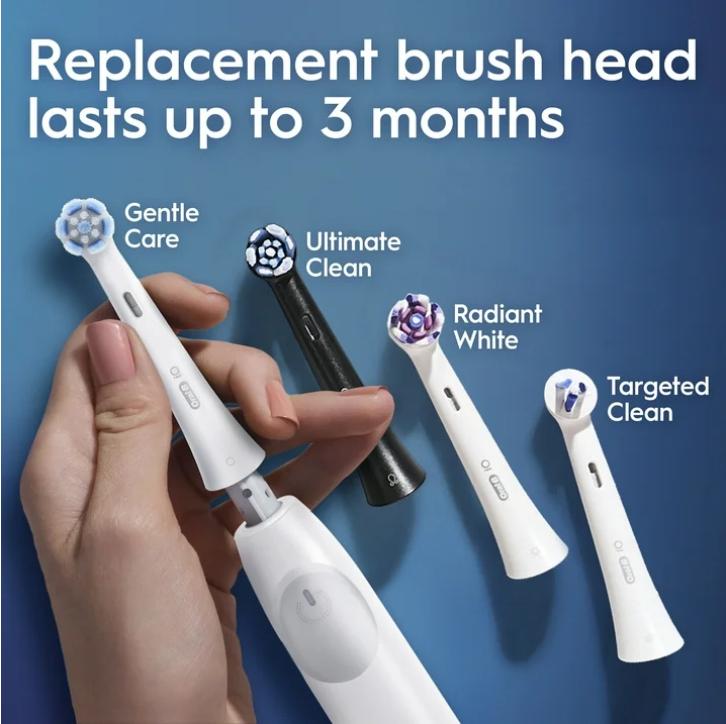 Oral-B iO Series 2 Rechargeable Electric Toothbrush, White with 1 Gentle Brush Head - Pressure Sensor 3 Modes 2 Min Timer