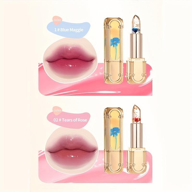 Flower Design Temperature Color Changing Lipstick, Thermochromic Lipstick, Moisturizing Long Lasting Tinted Lip Balm