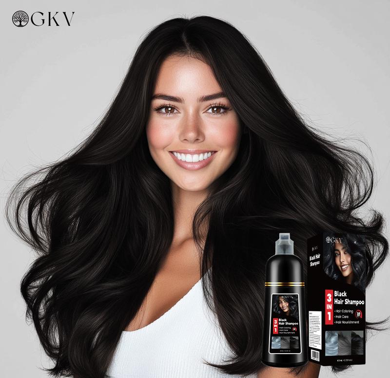 GKV 3 in 1 Hair Dye Shampoo - Various colors available,Herbal Ingredients Natural Shampoo, Natural Haircoloring, Plant Haircare, black hairdye