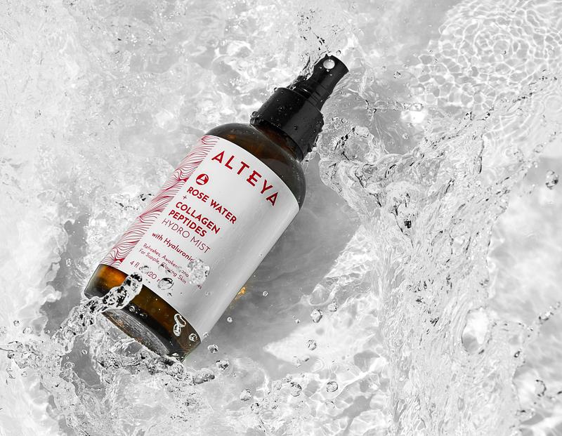 Alteya Rose Water Hydro Mist - Skin Repair Facial Toner with Collagen Peptides and Hyaluronic Acid - Hydrating skincare rosewater spray