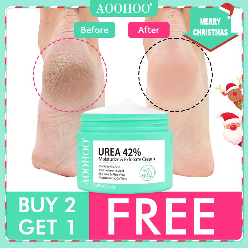 42% Urea AOOHOO Cream Moisturize & Exfoliate Cream 5.29 0z(150g) Foot&Hand Cream for Dry Cracked Heels, Feet, Knees, Elbows, Hands, Corn&Dead Skin&Cuticle Callus Remover, Toenail Softener, Keratolytic Skin Barrier Repair Cream,Calloused Feet&Athletes Foot