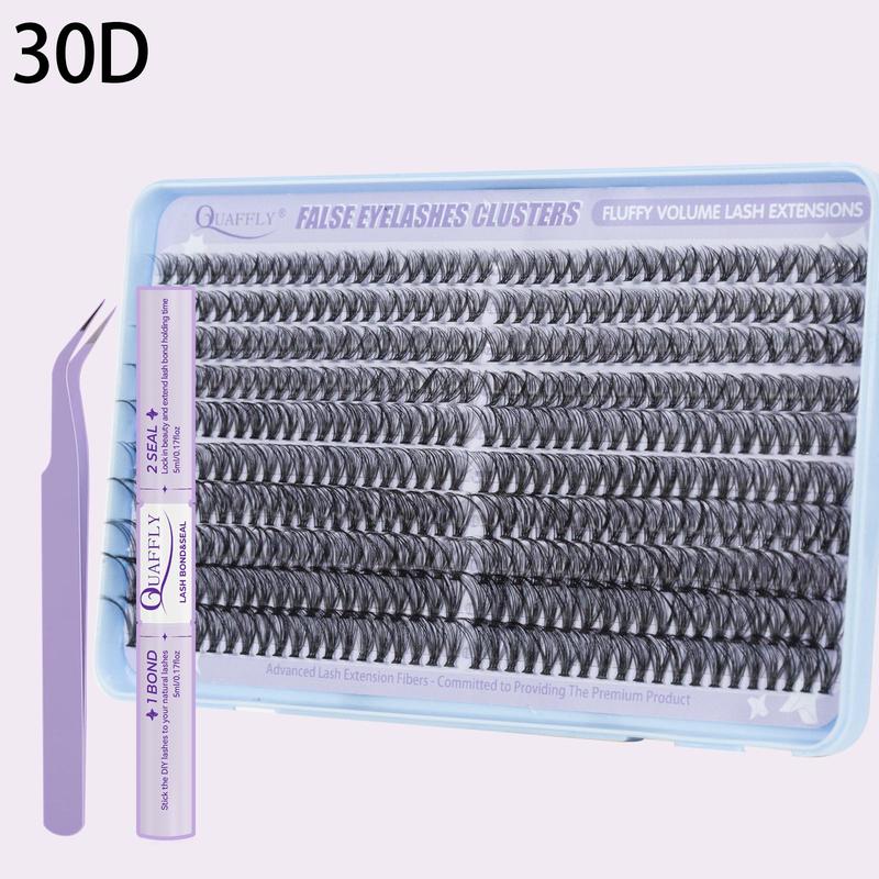 Eyelash Extensions Kit, 1 Set Individual Lash Clusters with Eyelash Bond & Seal & Tweezers, Self Grafting Eye Makeup Enhancement False Eyelashes, Fall Gift, Mini Makeup