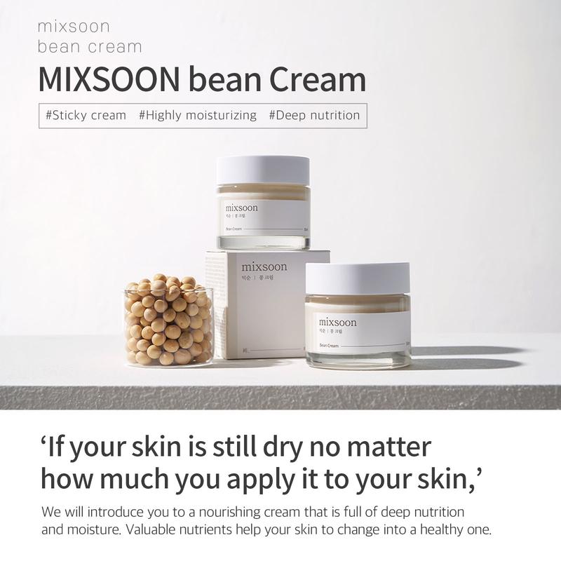 [mixsoon Official Shop] Bean Cream (1.69 Fl. Oz, 50ml) | Vegansnail Moisturizer Face Cream for Intense Moisture, Glow Skin, Hydrating & Soothing