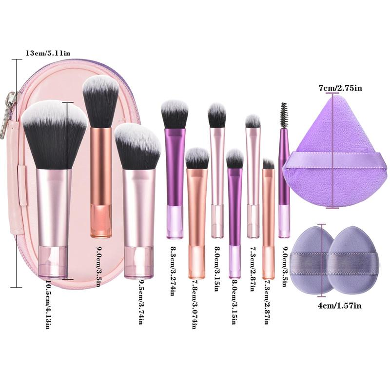 Makeup Brush Set with Storage Bag, 1 Set Professional Makeup Brush Set with Puff, Makeup Tools for Women & Girls, Travel Makeup Brush Kit, Christmas Gift