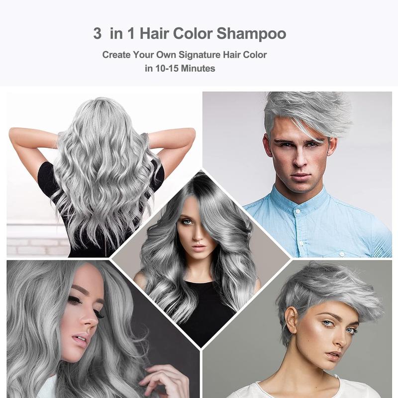 Silver Gray Hair Dye Shampoo, Instant Hair Color Shampoo, Color Shampoo Hair Dye for Women Men, Lasting Shampoo Para Canas, Champu Para Canas 16.90 Fl Oz