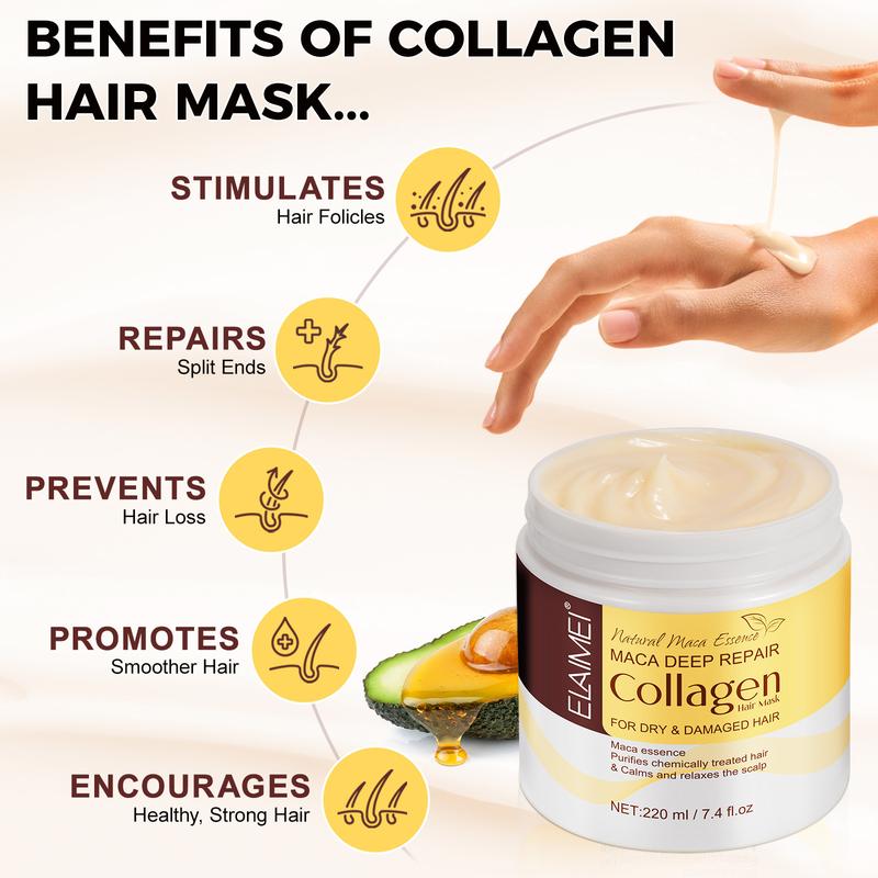 Collagen Hair Treatment Deep Repair Conditioning Argan Oil Hair Mask Essence for All Hair Types 7.4 oz 220ml Conditioner Haircare Repairing