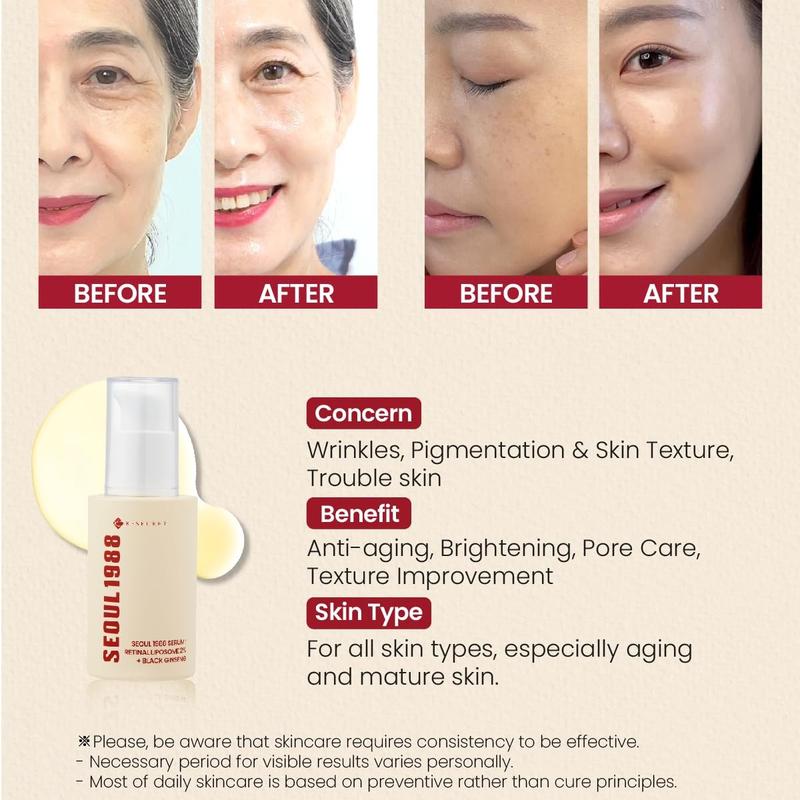 KSECRET - Seoul 1988 Serum : Retinal Liposome 2% + Black Ginseng (30ml) Peptides, Anti-Aging, Wrinkle Care, Skincare, Comfort Skin Repair