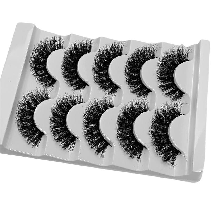 Fluffy False Eyelashes, 5 Pairs Natural Faux Cluster Lashes, Volumized False Eyelashes For Women And Girls Makeup Enhancement