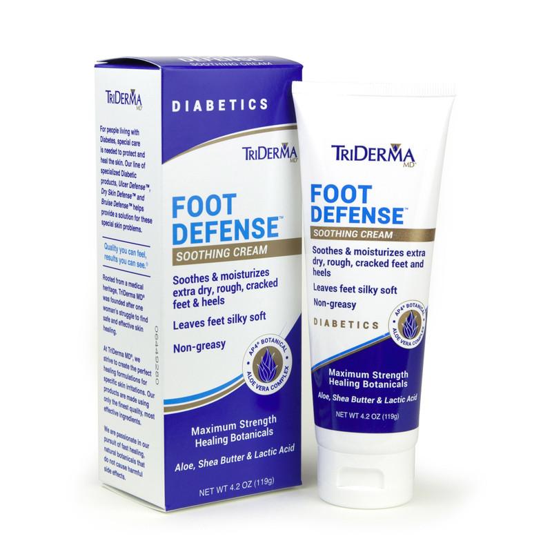 TriDerma Diabetics' Foot Cream for Dry Cracked Feet and Heels with Lactic Acid, Urea, AP4 Aloe Vera Gel, 4.2 oz Tube