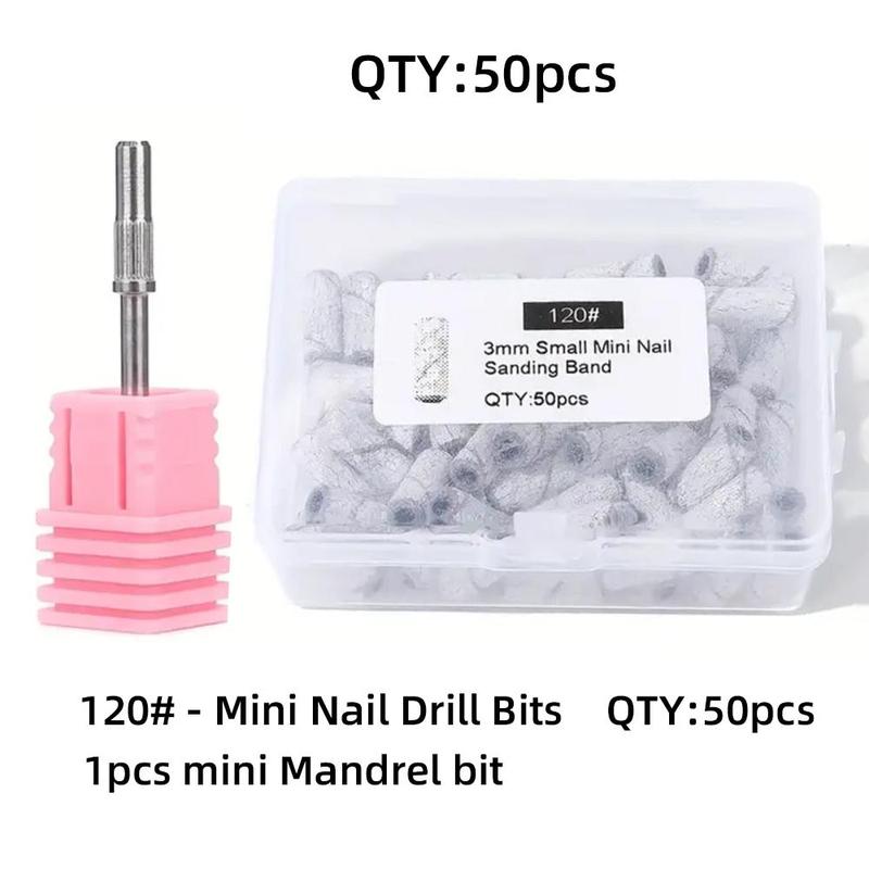 Nail Drill Sanding Bands With 3.1mm Mandrel Bit, 50pcs set Nail Drill Sanding Bands For Nails Acrylic Gel Removing And Shaping, Manicure & Pedicure Tools, Electric Callus Remover Accessories, Christmas Gift