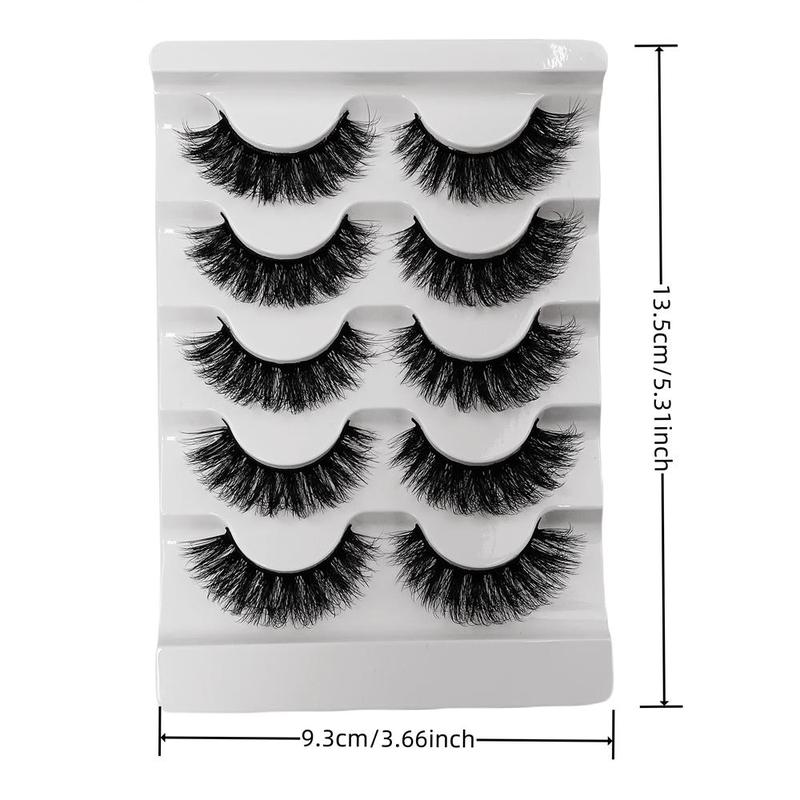 Fluffy False Eyelashes, 5 Pairs Natural Faux Cluster Lashes, Volumized False Eyelashes For Women And Girls Makeup Enhancement