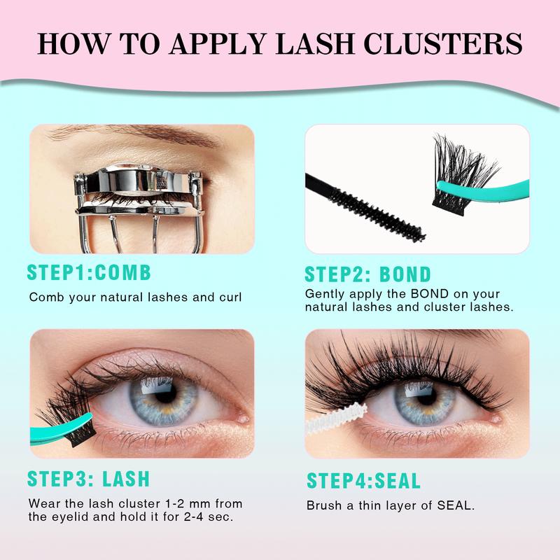 VAVALASH Wide Ultra-thin Invisible Lash Band, Ivy Daily Natural Individual Cluster Lash Kit, Pixie Manga Lash, Diva Fuffly Magic Clusters, Beginner Friendly,  Waterproof Lash bond For Girls Beauty Makeup At Home Eyelashes Cosmetic