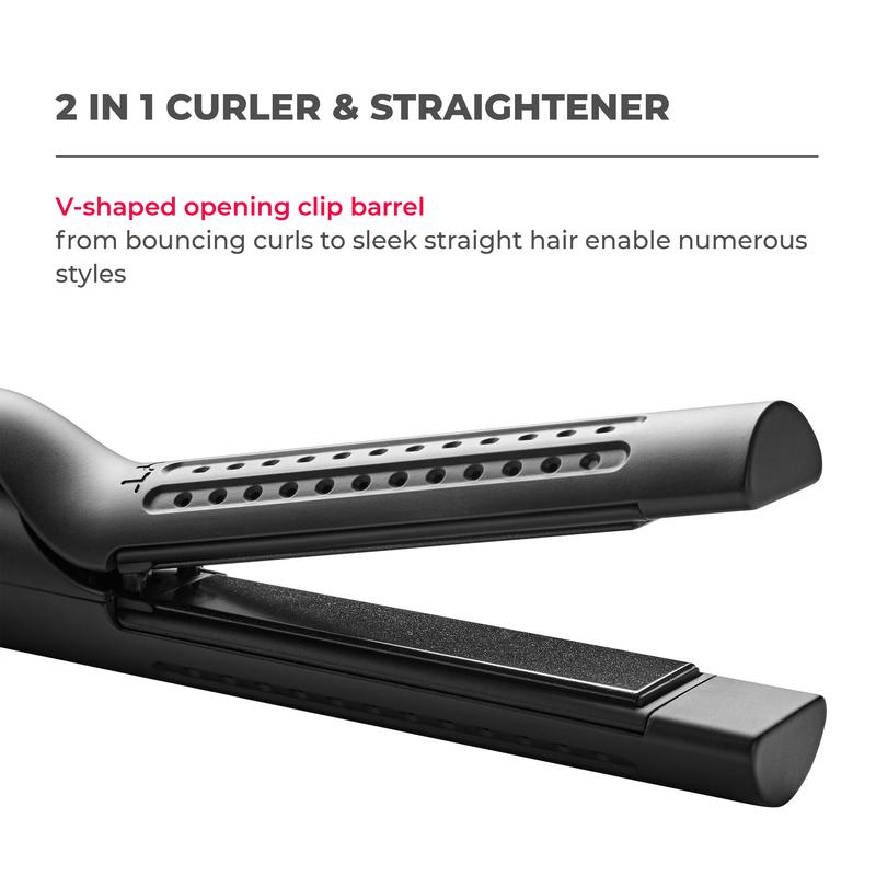 TYMO AIRFLOW-Hair Straightener and Curling Iron 2 in 1, Negative Ionic Anti-scald Curling Wand  Long Short Hair Curler  Comfort Salon  hairwaver muk  straightener