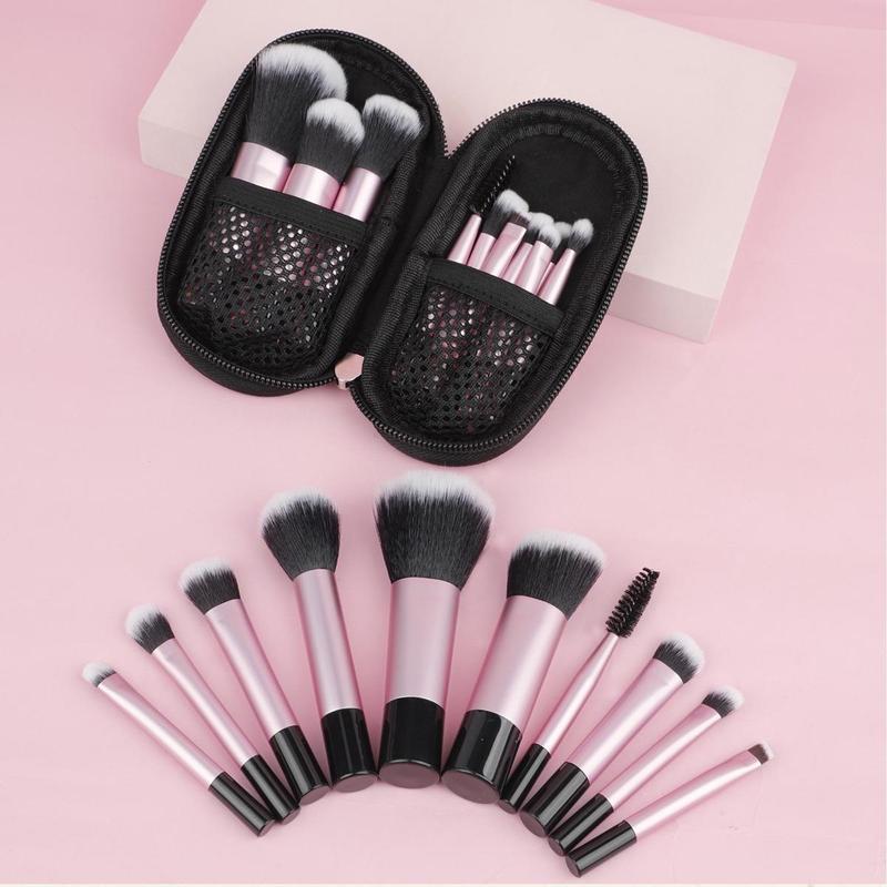 Professional Makeup Brush Set with Storage Bag, 10pcs set Multifunctional Makeup Brushes for Christmas Gift, Travel Makeup Brush Kit, Makeup Tool Accessories