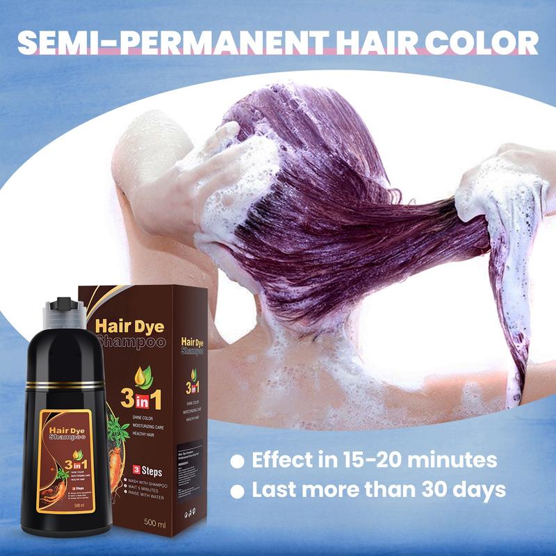 MEIDU Dark Brown Hair Dye Shampoo 3-in-1 ,Herbal Ingredients 3 in 1,Contains Ginseng Extract,Can cover gray hairs,Natural Haircoloring, Salon