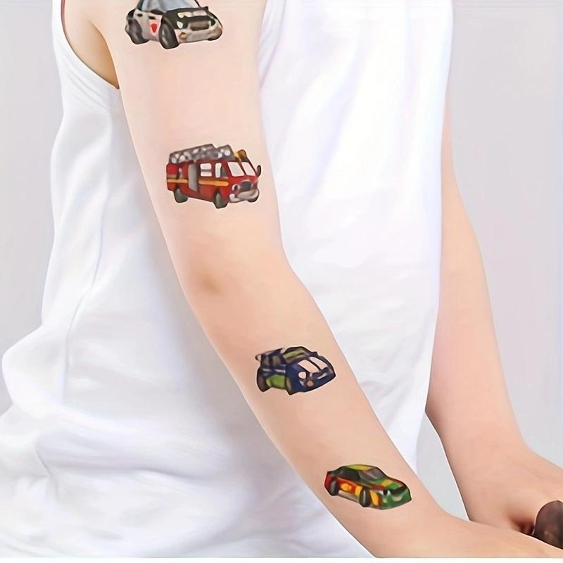 Cartoon Car Pattern Temporary Tattoo Sticker, 10pcs pack Waterproof Arm Tattoo Stickers for Children, Body Decoration for Kids & Adults