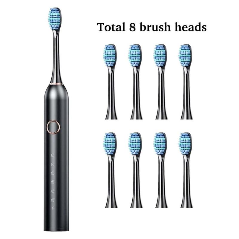 Electric Toothbrush Set for Christmas Gift, 1 Box Rechargeable Sonic Teeth Cleaning Toothbrush with 8 Counts Brush Heads & Storage Box, Oral Care Product for Adults