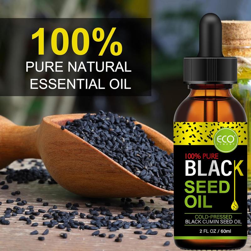 ECO FINEST Black Seed Oil - 3 Times Thymoquinone, 100% Turkish Black Cumin Seed Oil, Liquid Pure Blackseed Oil,  Skincare Skin Repair Serums Comfort