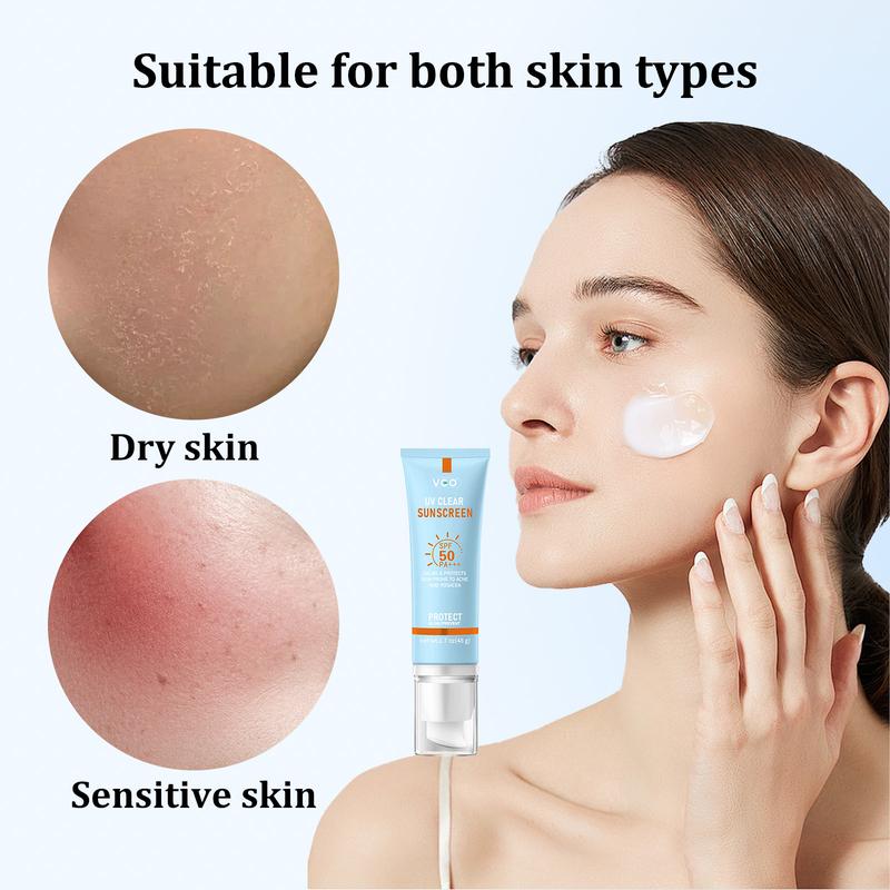 VGO-Buy one get one free Moisturizing Sun Cream SPF 50 PA+++ 48g Facial Lightweight Skincare Sunscreen Makeup Skin Repair