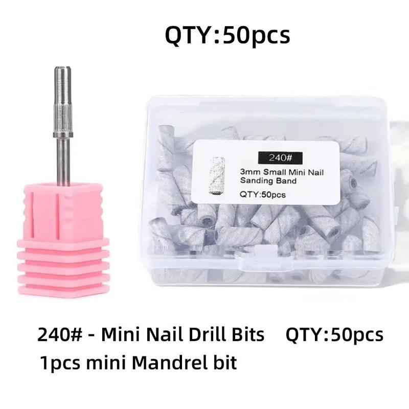 Nail Drill Sanding Bands With 3.1mm Mandrel Bit, 50pcs set Nail Drill Sanding Bands For Nails Acrylic Gel Removing And Shaping, Manicure & Pedicure Tools, Electric Callus Remover Accessories, Christmas Gift