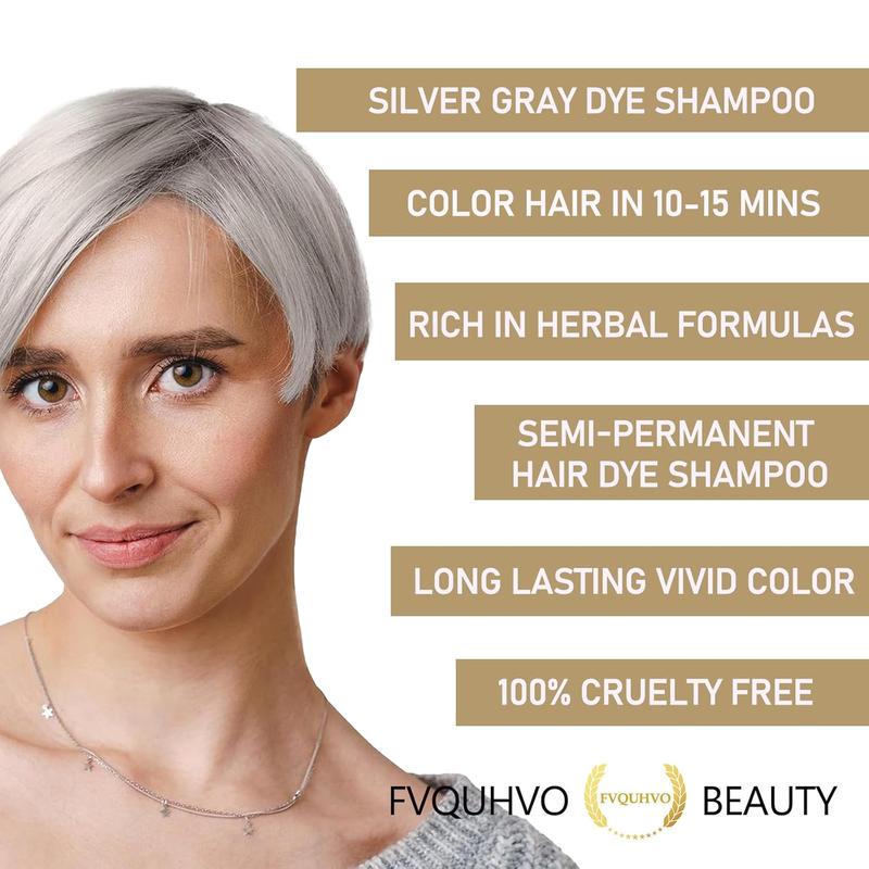 3-in-1 Silver Gray Hair Dye Shampoo - Long-Lasting Natural Color with Herbal Ingredients, Suitable for All Hair Types, Grey Hair Solution for Men & Women