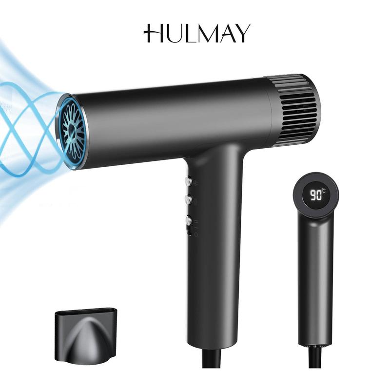 HULMAY NextGen Travel Hair Dryer, 160000 RPM TurboSpeed High-speed Hair Blow Dryer with Display, Smart Temp Control, 500 Millions IONs for Frizz Control & Shine