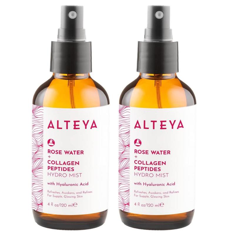 Alteya Rose Water Hydro Mist - Gentle Facial Toner with Collagen Peptides and Hyaluronic Acid - Hydrating Facial Skincare - Safe for Sensitive Skin