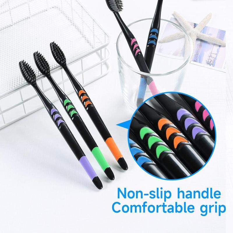 Mixed Color Toothbrushes, 10pcs Deep Cleaning Charcoal Toothbrush Set for Adults, Oral Care Product