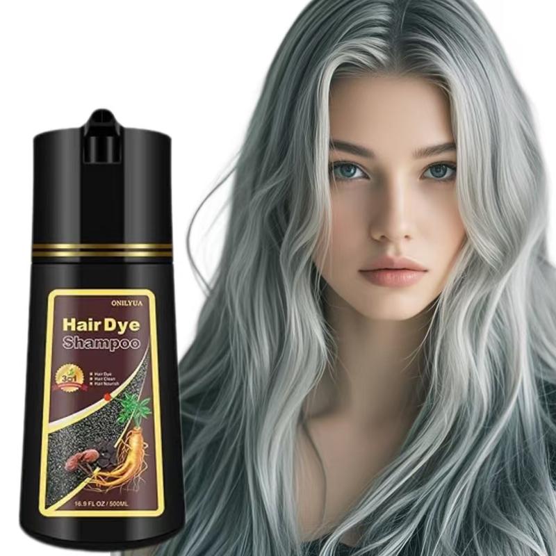 3-in-1 Silver Gray Hair Dye Shampoo - Long-Lasting Natural Color with Herbal Ingredients, Suitable for All Hair Types, Grey Hair Solution for Men & Women