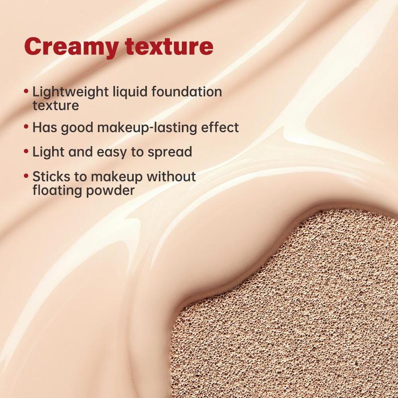 Long-lasting Lightweight Foundation, 1 Box Semi-matte Finish Concealer Foundation, Moisturizing Full Coverage Makeup Cushion, Makeup Product for Women