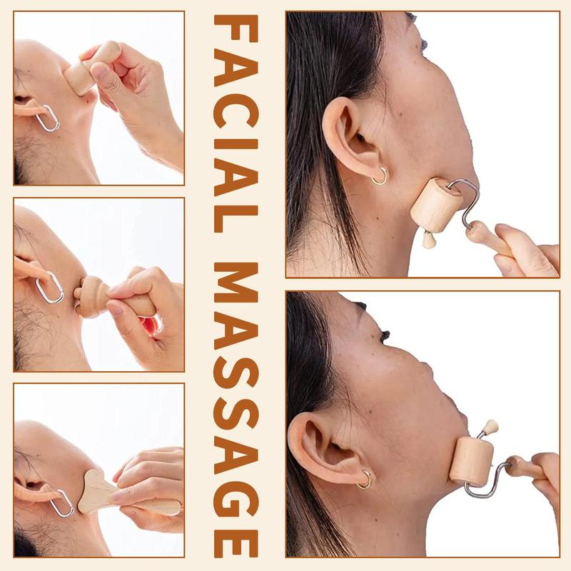 Wooden Facial Massage Tool Set, 8 Counts set Manual Massage Tool for Face Sculpting, Personal Face Massager, Body Care Tool for Women