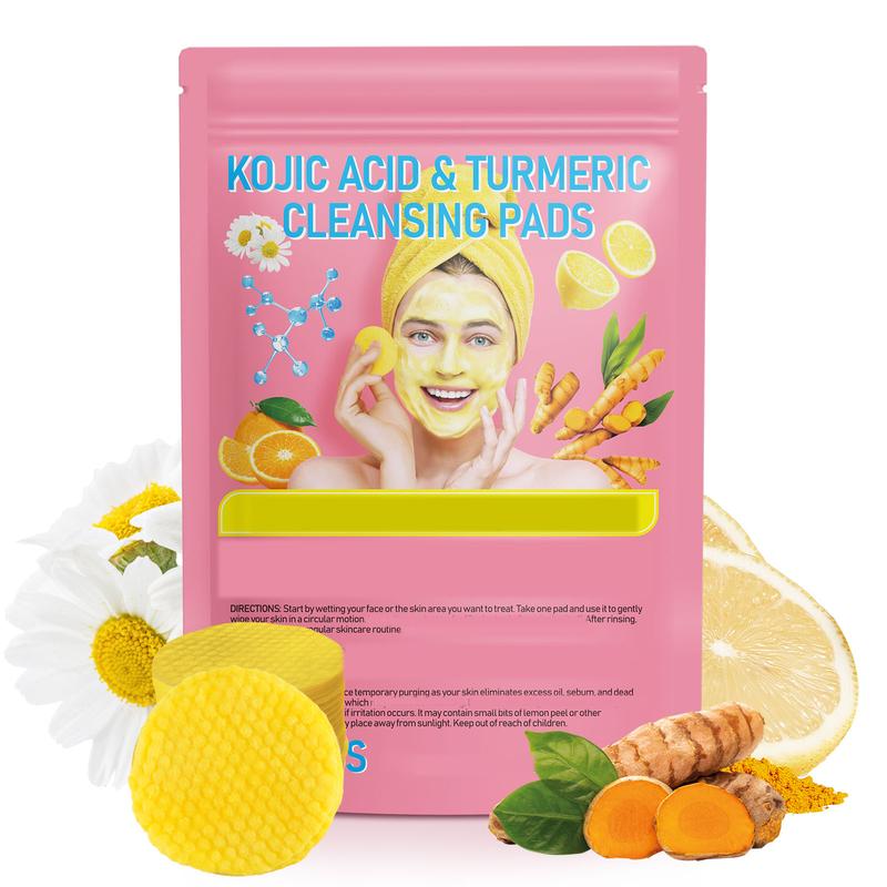 Aliver Kojic Acid Turmeric Cleansing Pads - Turmeric Cleansing Pads, Exfoliating, Enriched Vitamin C, Gentle & Non-Irritating for Face Body - 40 Pads Skincare Skin Repair