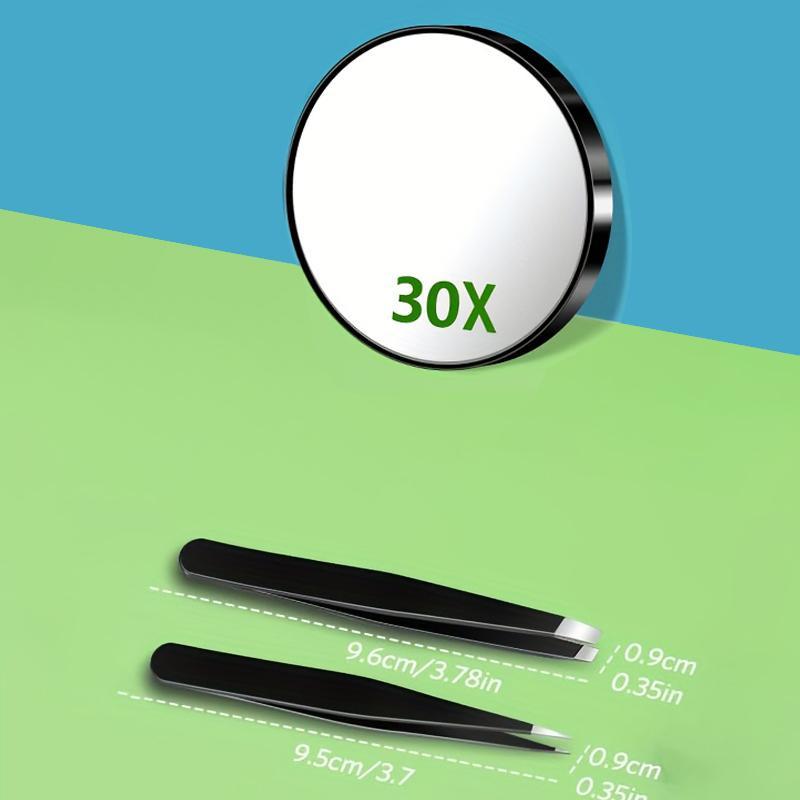 Magnifying Mirror & Eyebrow Tweezer Set, Magnified Makeup Mirrors with Tweezers, Daily Beauty Tool Kit